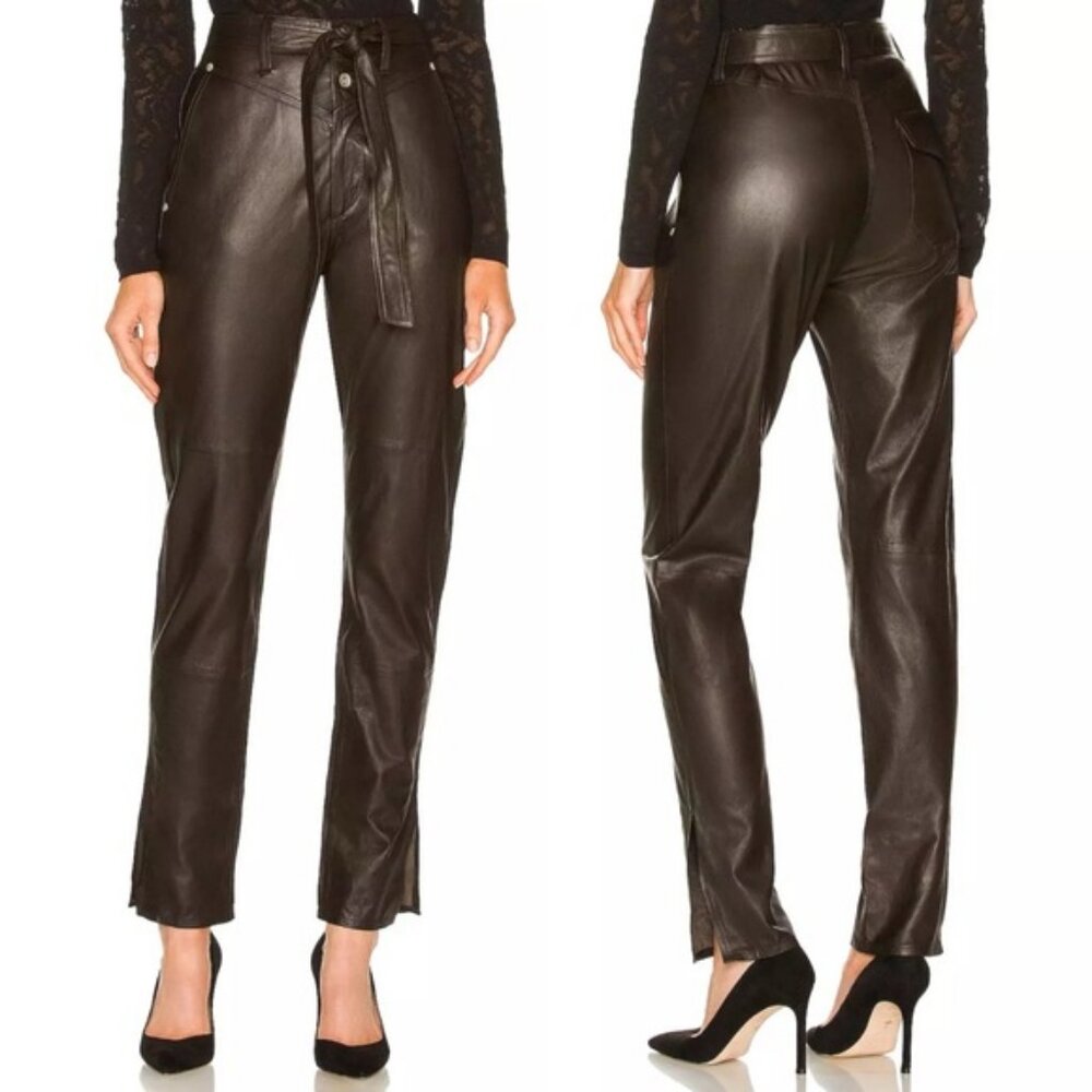 Rag & Bone Dark Brown Mia Leather Jean sz 4